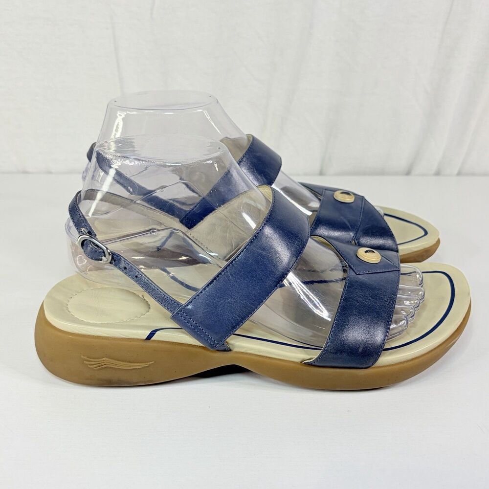 Dansko Didi Button Strappy Blue Leather Sandals Women's Shoes 40 Us 9.5